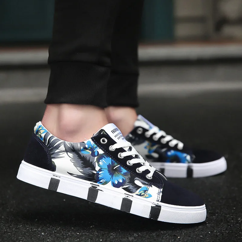 2018 модная мужская обувь унисекс Повседневная с принтом граффити белые туфли для