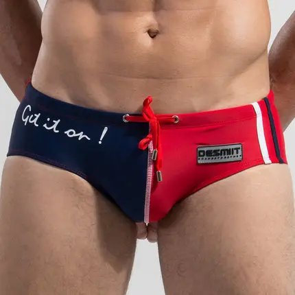 Dark Blue and Red Сексуальные мужские плавки, мужские плавки бикини, мужские плавки с низкой талией, s плавки для мужчин, бренд DESMIIT M XXL - Цвет: Dark Blue and Red