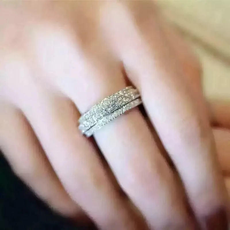 Женское кольцо обручальное с 3 кольцами 5 А фианитом белым золотом размер 5-11 |