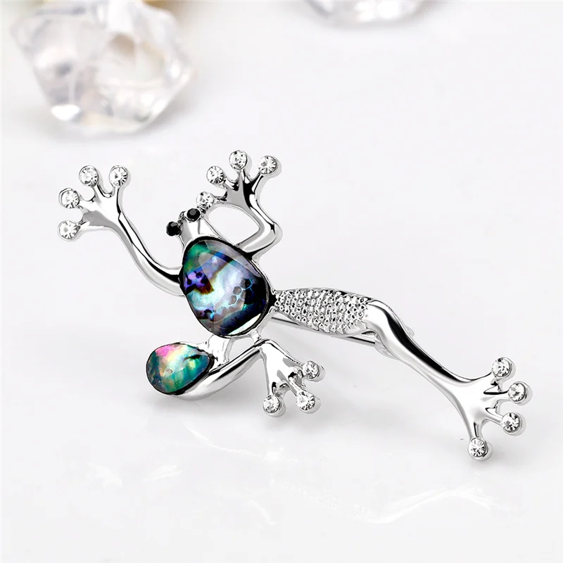 Брошь с дизайном лягушка из натурального ракушки брошь кристаллом в виде