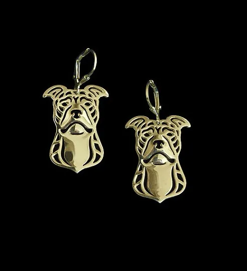 pit bull terrier Earring jewelry golden color plated mini dog Earing | Украшения и аксессуары