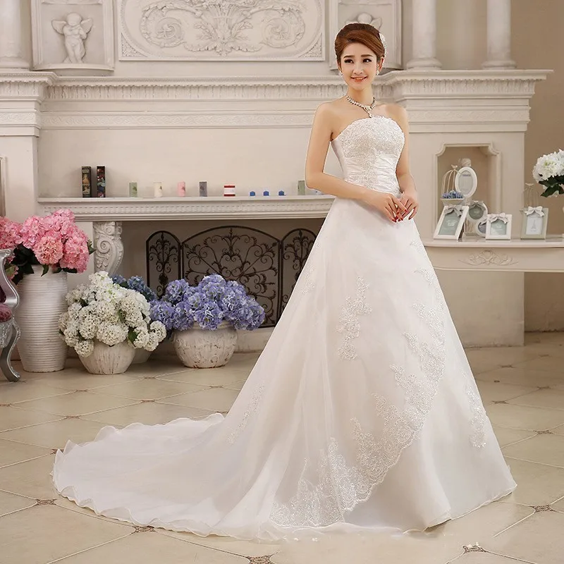 Vestidos De Novia белые свадебные платья без бретелек с рюшами и вышивкой из бисера Элегантные Свадебные платья с коротким шлейфом Gelinlik