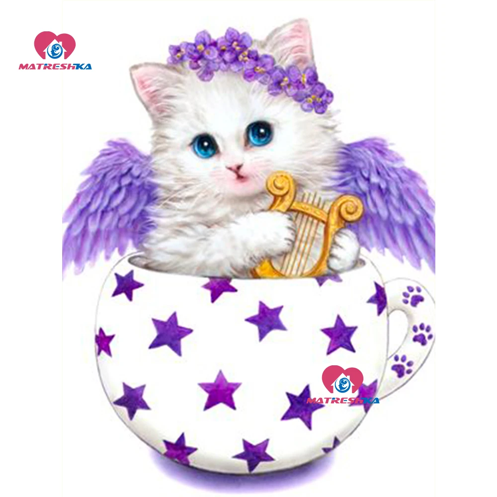 Алмазная живопись полная вышивка бриллиантовая картина Стразы в виде кошки