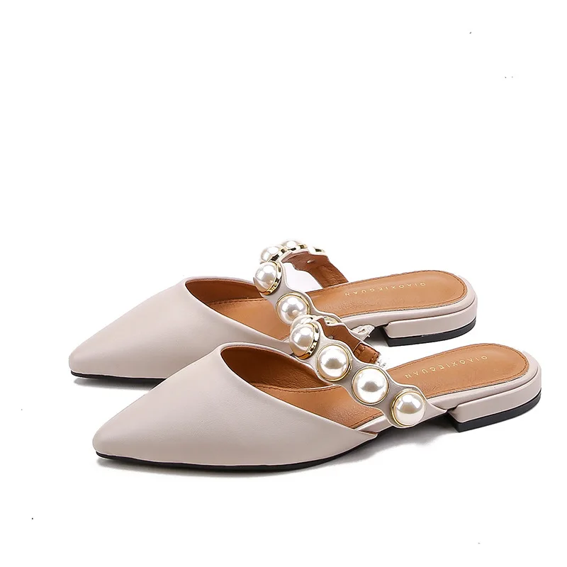 Сандалии с закрытым носком большие размеры 41 женские шлепанцы заклепками на