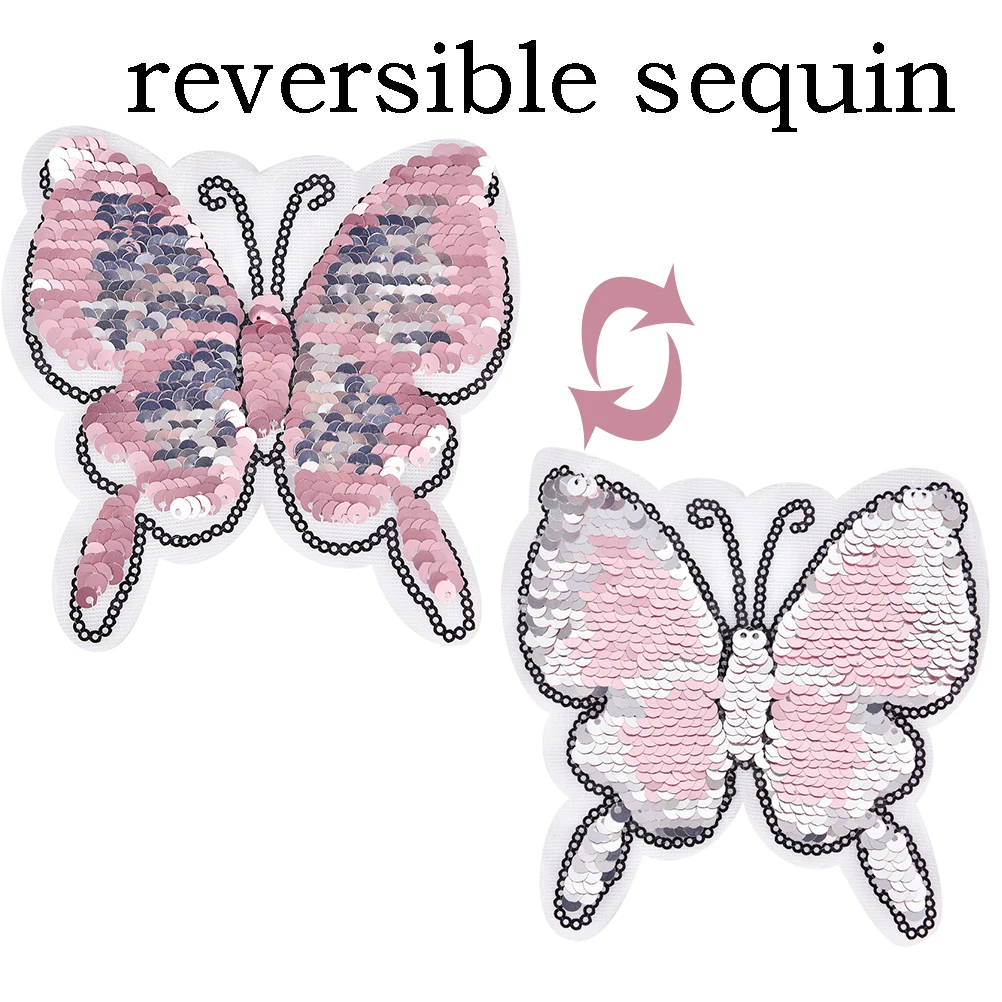 2018 искусственная вышивка аппликация двусторонняя меняющая цвет нашивки для