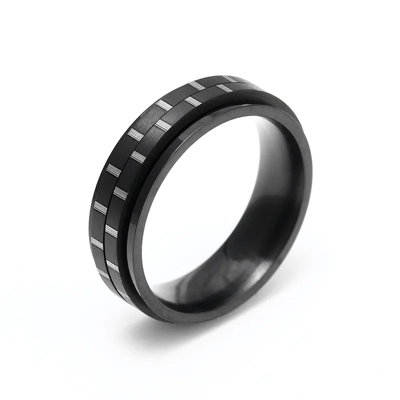 KNOCK 5 mm 316L Stainless Steel Wedding Band Ring Numerals Black Cool Punk Rings for Men Women Fashion Jewelry