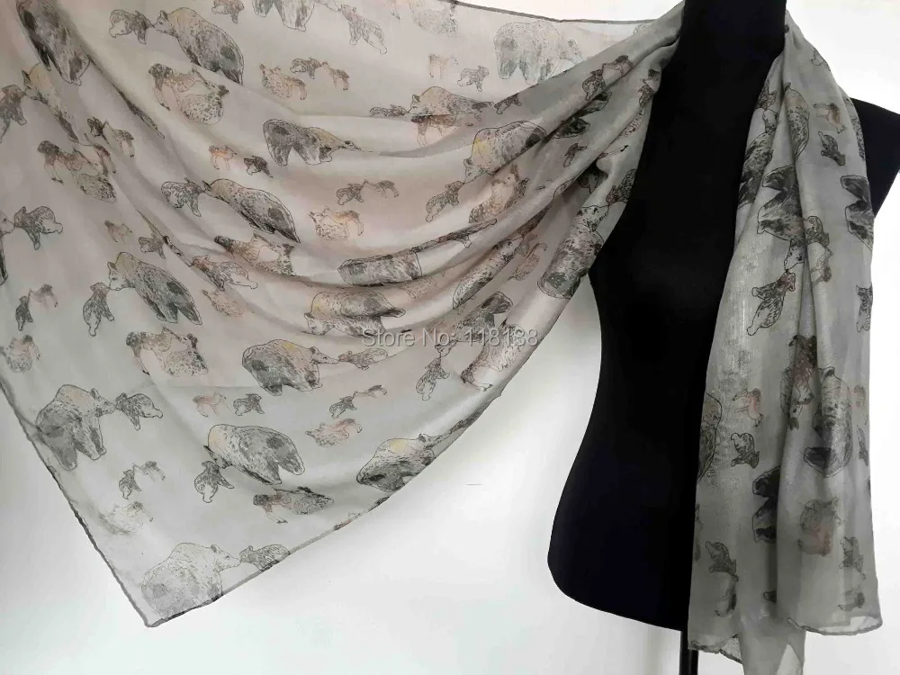 Шарф с принтом медведя шаль весенние аксессуары шарфы Бесплатная доставка|scarf