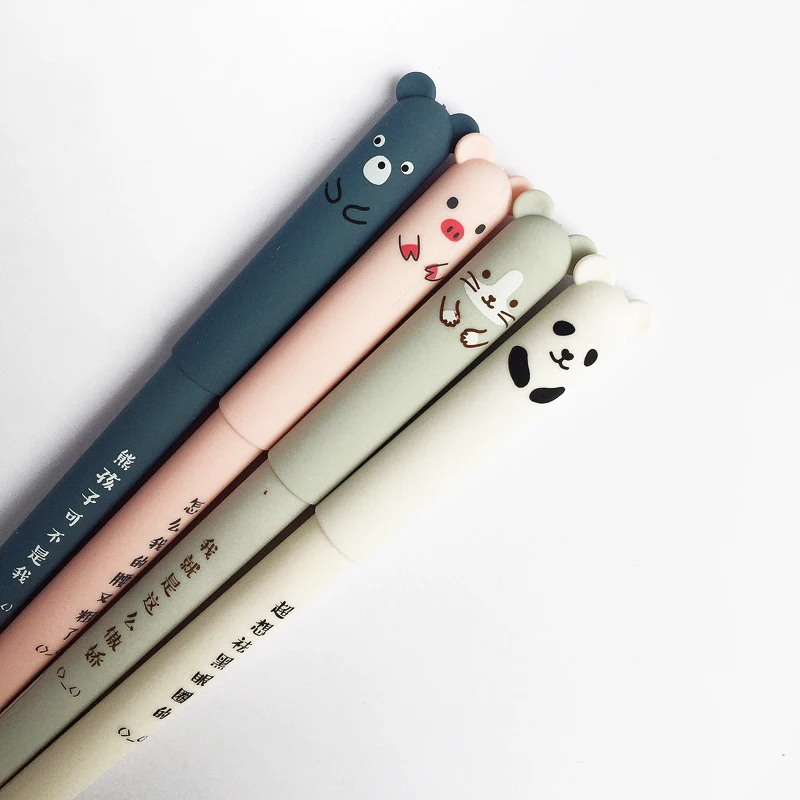 Ручка гелевая стираемая с милыми мультяшными животными 0 38 мм 4 шт./лот|Гелевые