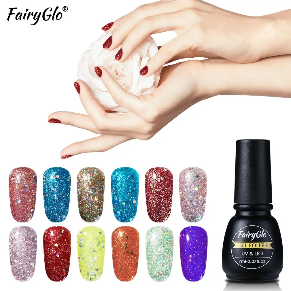 FairyGlo 7 мл Алмазный УФ-гель для ногтей длинный последний Гибридный Гель-лак краска Лаки лак для ногтей замочить от полупостоянного