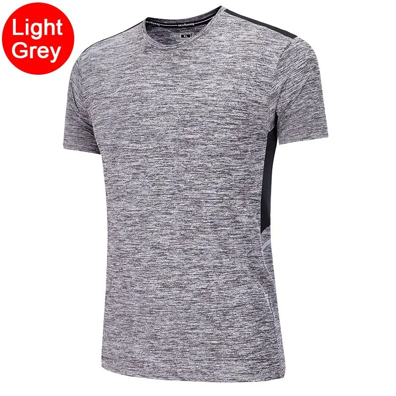 training shirt grey Для мужчин тренировки футболки быстросохнущая короткий рукав для тренировок на улице, Спортивная футболка Обувь с дышащей сеткой для бега Бодибилдинг футболка человек - Цвет: training shirt grey