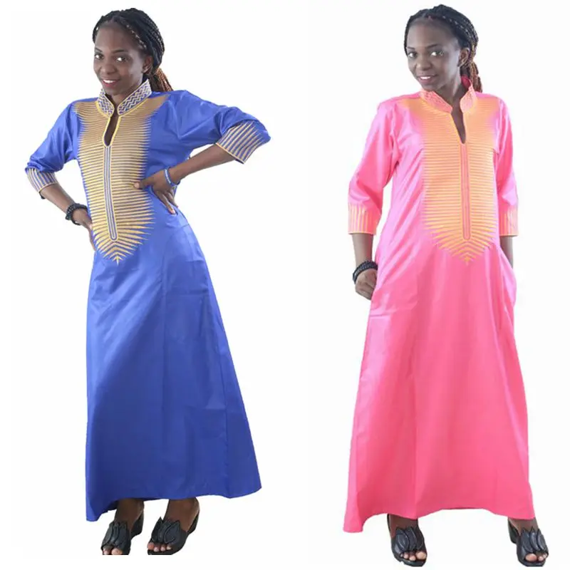 Новинка 2017 года Африка Летняя мода стиль Дамская платье макси Riche Базен рубашка с