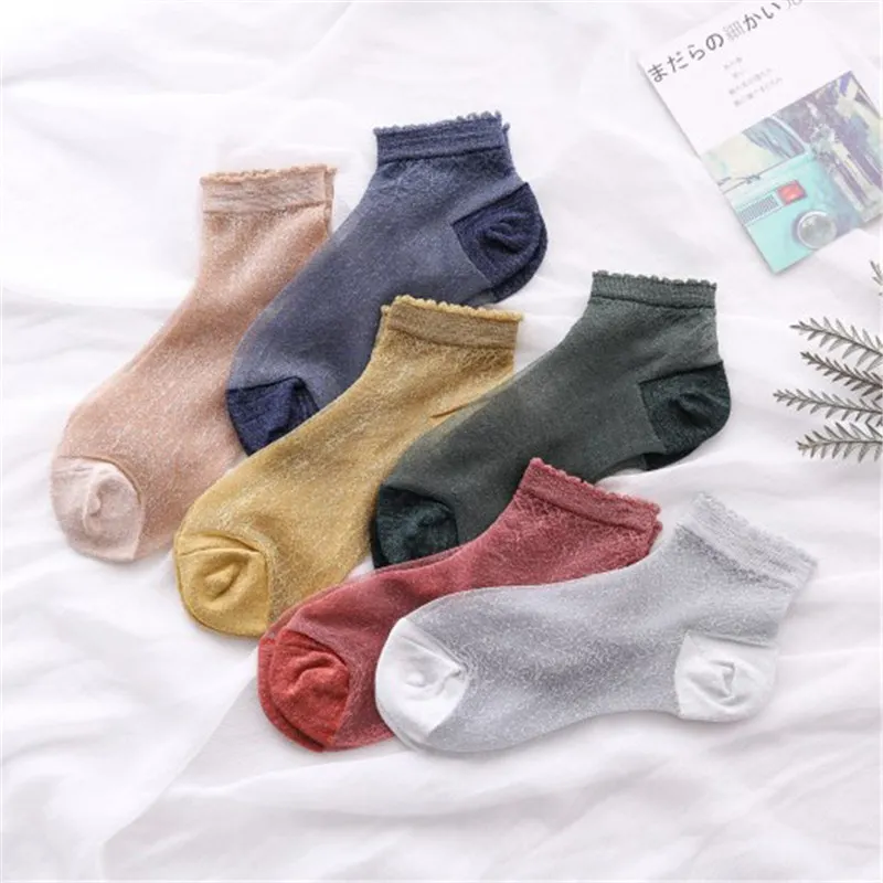 5 пар трендовые носки Для женщин принт с изображением кошки до лодыжки серебряной