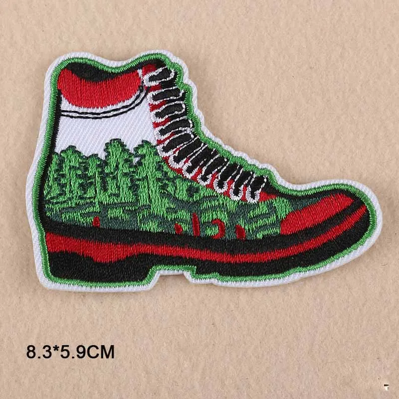 tree shoe Уличная спортивная тема путешествия железа на вышитой ткани одежда патч для одежды девочек мальчиков - Цвет: tree shoe