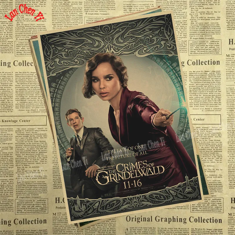 Фантастические звери: плакат из крафт-бумаги "The Crime of Grindelwald" для украшения дома, декоративная печать на стену - Цвет: Бургундия