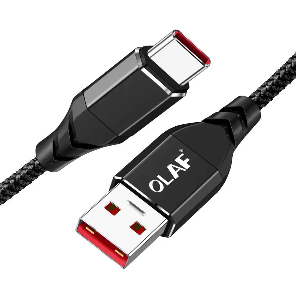 Олаф 5A usb type C кабель для быстрой зарядки для huawei P20 Lite Pro для Xiaomi Mi 8 Usb C кабель для передачи данных Шнур для samsung S8 S9 Note 8 9 - Цвет: Black