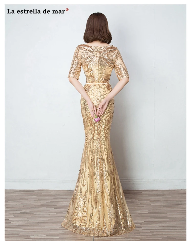 Vestido para festa de casamento2019 новинка из кружева, с вырезом на шее, с блестками, Сексуальная Русалка, золотой, красный, фиолетовое платье для невесты, длинное sukienka plus
