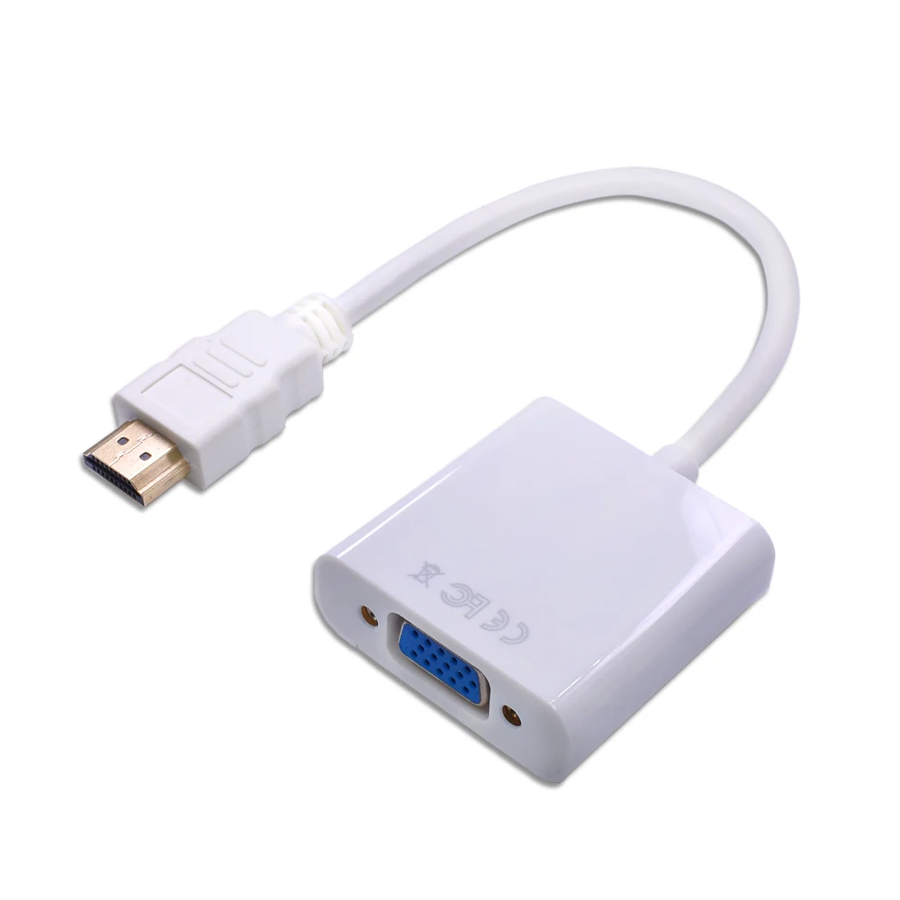 TSR022-White TISHRIC HDMI в VGA адаптер HDMI кабель 1080P цифро-аналоговый аудио конвертер мужской в женский для ПК ноутбук ТВ коробка проектор - Цвет: TSR022-White