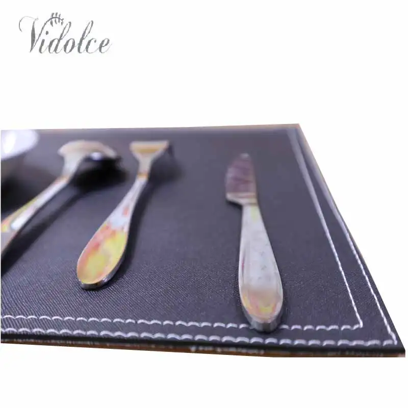 4 шт. кожаные коврики термостойкие Нескользящие тканые для стола обеденные