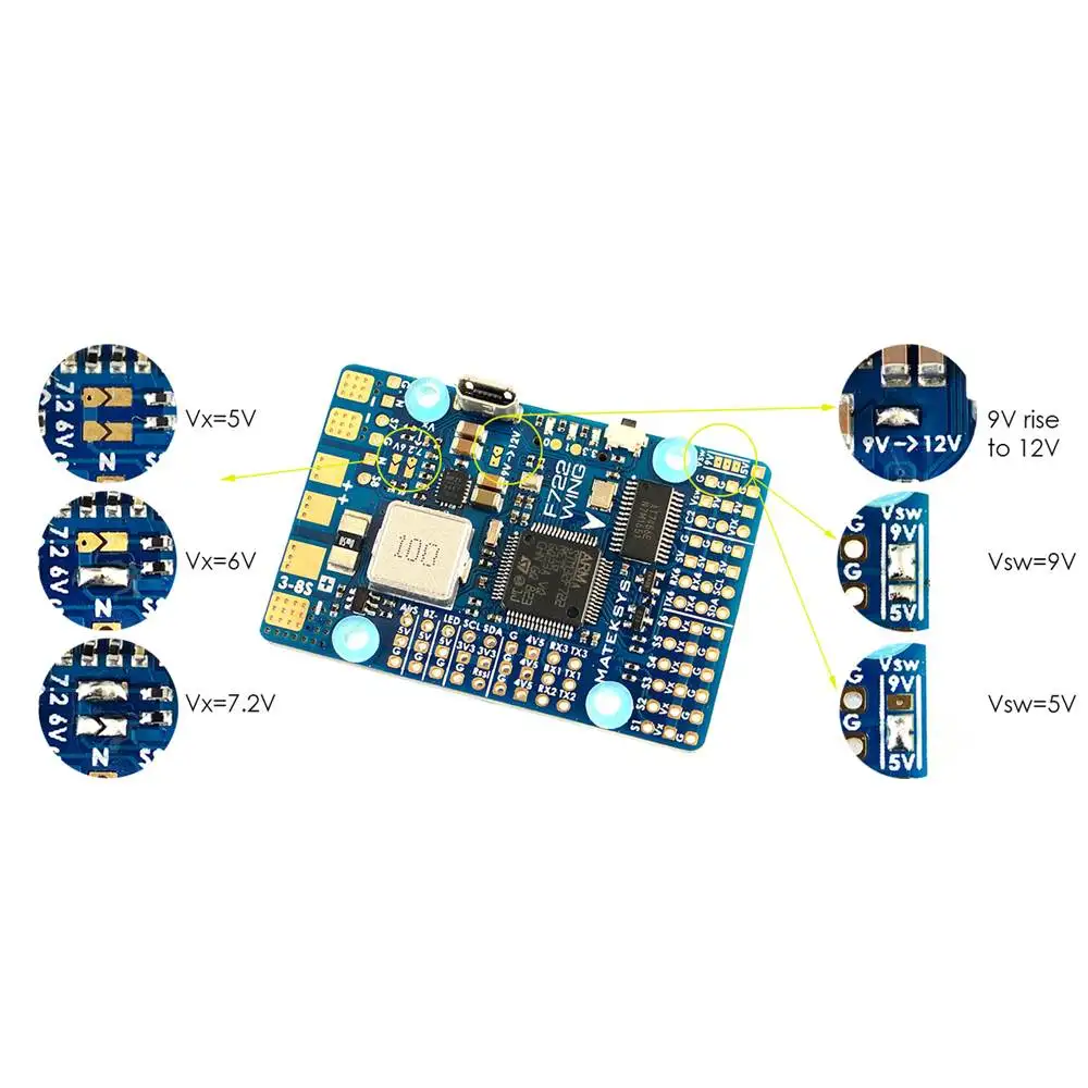Контроллер полета Matek Systems Mateksys F722 WING 3 ~ 6S Встроенный OSD для FPV RC Fixed Wing|Детали и