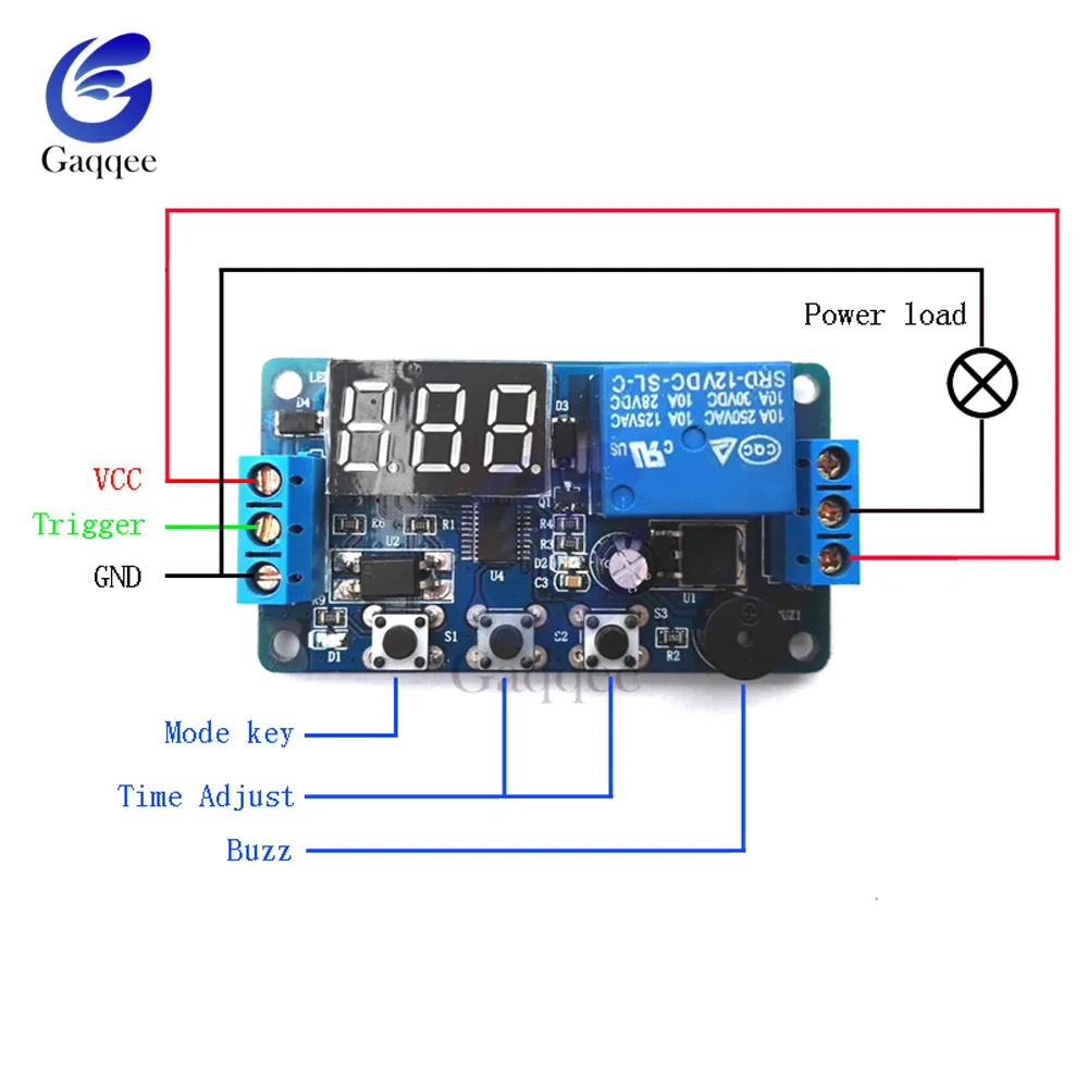 12 В постоянного тока реле таймера задержки светодиодный цифровой дисплей