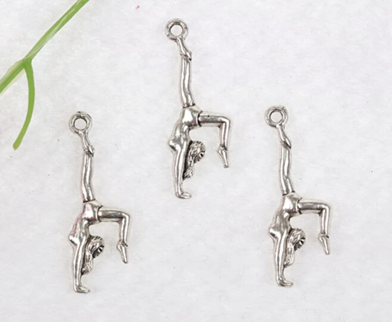 Винтажная серебряная подвеска в виде гимнастки для изготовления ювелирных