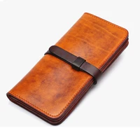luxury handmade men genuine leather wallet men purse women leather long wallet clutch bag male purse money bag
