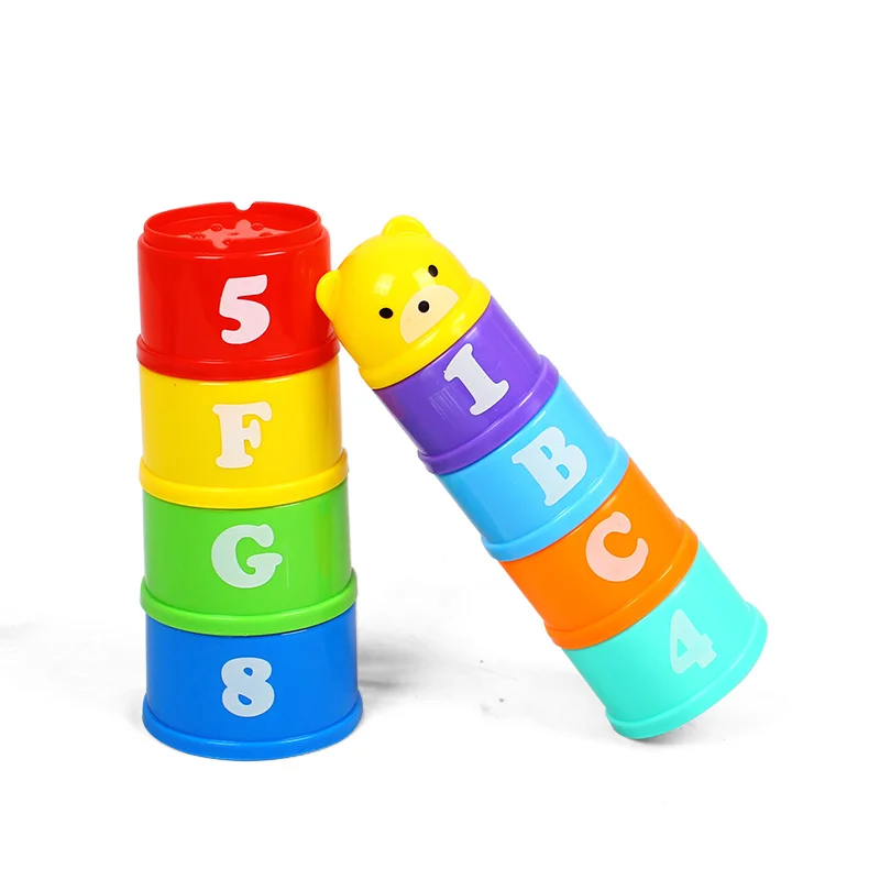 

9PCS reiterative baby, early education, intelligence, rainbow, stacked, high sleeve, baby rings.