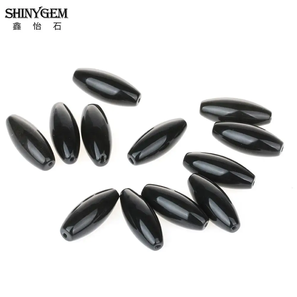 ShinyGem Горячая продажа черные обсидиановые бусины тонкий столбик натуральный
