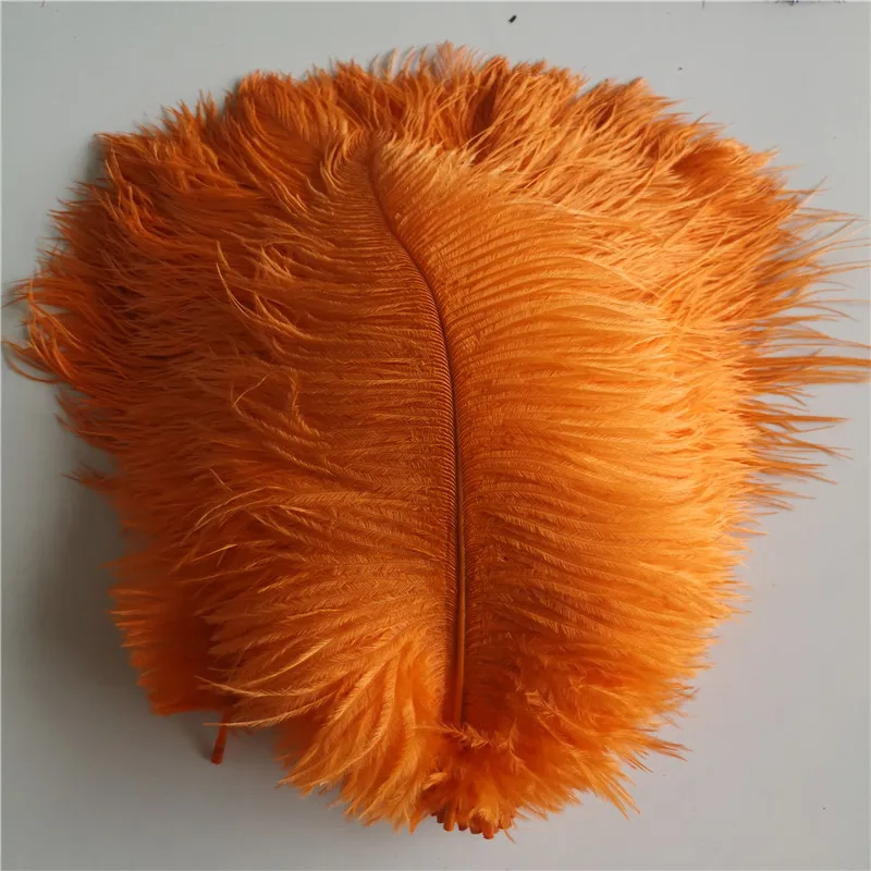 orange 10 шт./лот, 10-12 дюймов, пушистые мягкие перья страуса, чистое белое перо для рукоделия из страусовых перьев, украшение для свадебной вечеринки 25-30 см - Цвет: orange