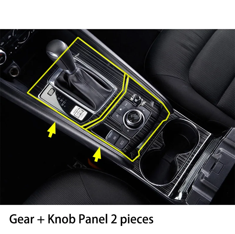 Knob Gear 2pcs Для Mazda CX-5 CX5 KF- LHD автомобильная коробка переключения передач, Центральная панель управления, крышка, наклейки, отделка, полоски, украшение автомобиля-Стайлинг - Название цвета: Knob Gear 2pcs