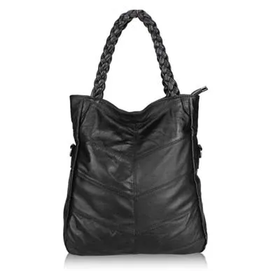 Real leather black Jonon/Модная женская сумка из натуральной кожи в стиле пэчворк; натуральная сумка на плечо из овчины; женская сумка известного бренда - Цвет: Real leather black