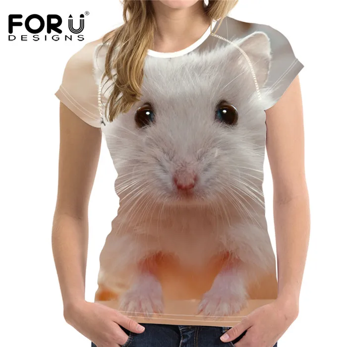 FORUDESIGNS/женские футболки, милые футболки с короткими рукавами для хомяка, женская брендовая красочная футболка Harajuku с 3D принтом, женская футболка, Camisetas - Цвет: XQ0115bv
