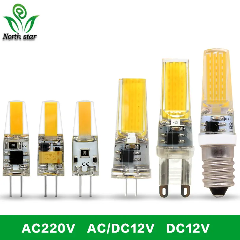 Светодиодная лампа 2017 года G4 G9 E14 AC / DC 12V 220V 3W 6W 9W COB Bulb Dimmable для кристальных люстр.
