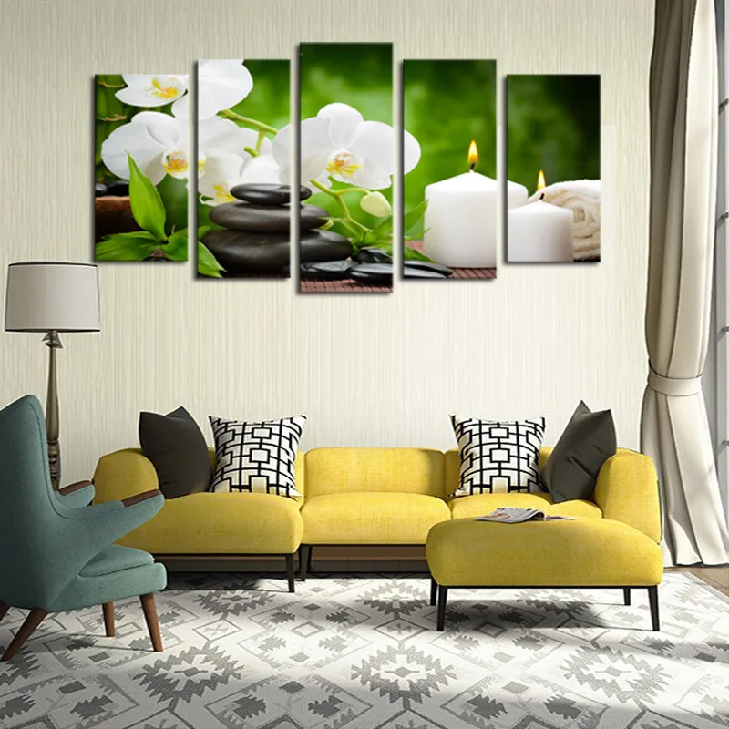 Современные картины с цветами 5 шт. большой холст принт настенная живопись