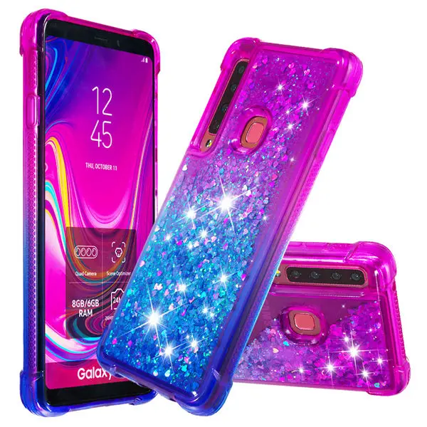 Градиент Блестящий Жидкий чехол для samsung Galaxy A9 A920F A920 SM-A920F Coque для samsung A9 динамический песок крышка - Цвет: Синий