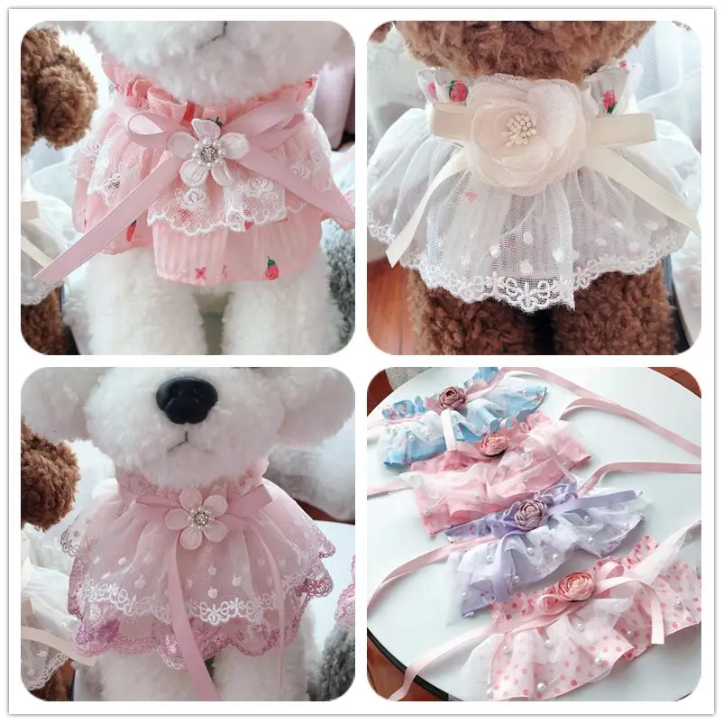 

Кружевной нагрудник с цветами для домашних животных, ожерелье и ошейник для домашних питомцев