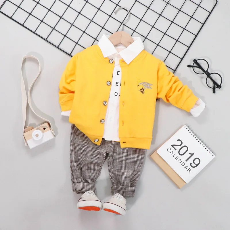 Комплекты одежды для маленьких мальчиков 0-4 лет Детский кардиган + рубашка штаны