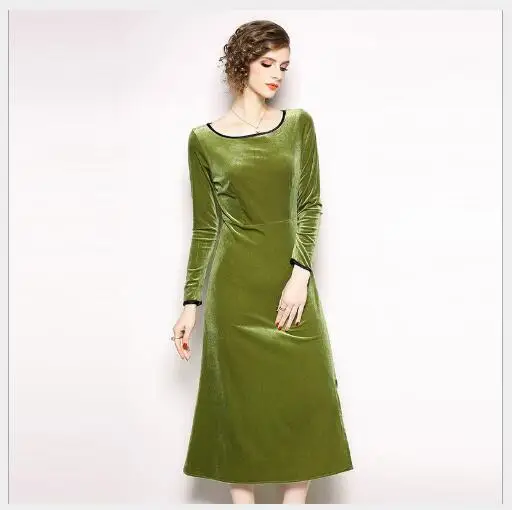 Женское платье 2019 Новое весеннее Элегантное Длинное цельное трапециевидной