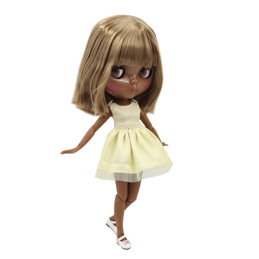 Ледяной DBS Blyth 1/6 bjd куклы платья расшитые белыми бусинами под темной кожи