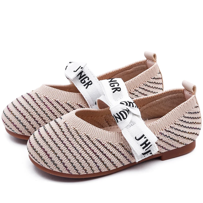 Apricot Bakkotie Kids Autumn Black Shoes New Princess Bowtie Cow Muscle Dress Shoes Baby Girls Fashion Soft Brand Mary Jane Flats - Color: Apricot