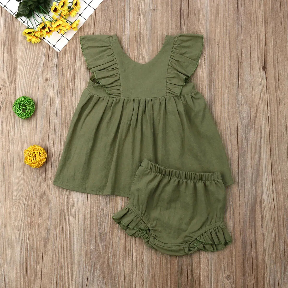 Детские топы с оборками для маленьких девочек платье шорты-шаровары штаны 2