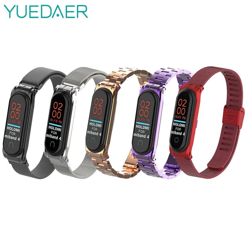 Роскошный ремешок из нержавеющей стали для mi Band 4, фитнес-трекер, модная металлическая пряжка для ремня, браслет, ремешок для Xiaomi mi, группа 4, смарт-аксессуар