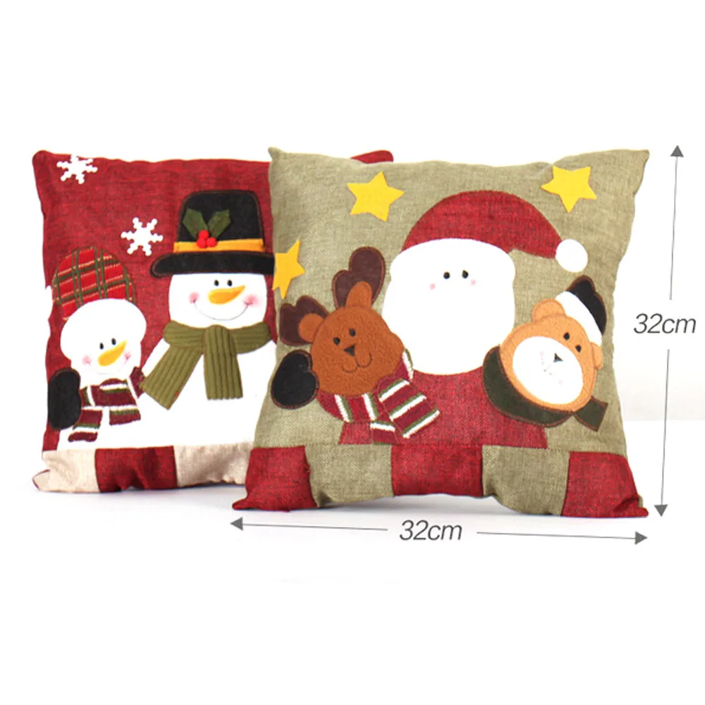 High Quality Cotton Line Pillow Case Christmas Snowman Printing Dyeing Bed Home Cover Pillowscases | Дом и сад