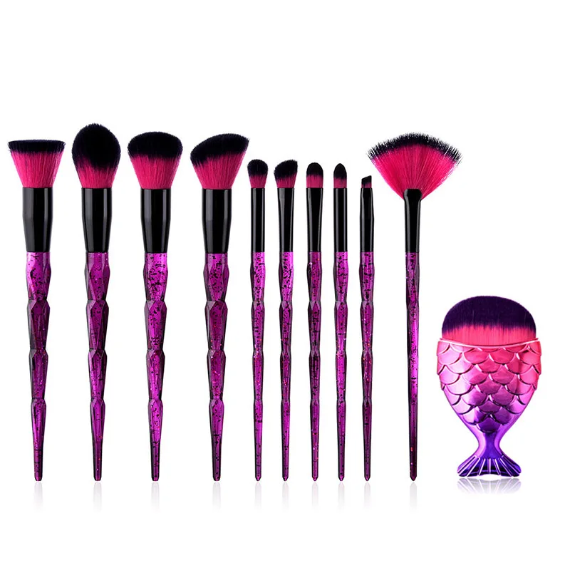 11Pcs 11 шт./компл. набор кистей для макияжа Профессиональный набор для макияжа Набор инструментов для макияжа смешивание порошка Тени Косметическая щетка для макияжа 30 - Handle Color: 11Pcs