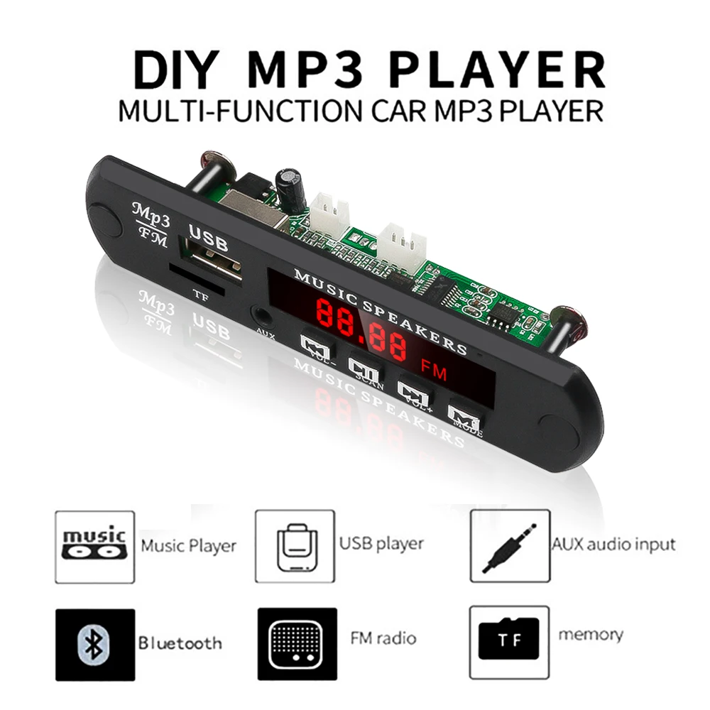 Автомобильный комплект KEBIDU без Bluetooth 5 В 12 MP3 WMA WAV декодер плата mp3 плеер