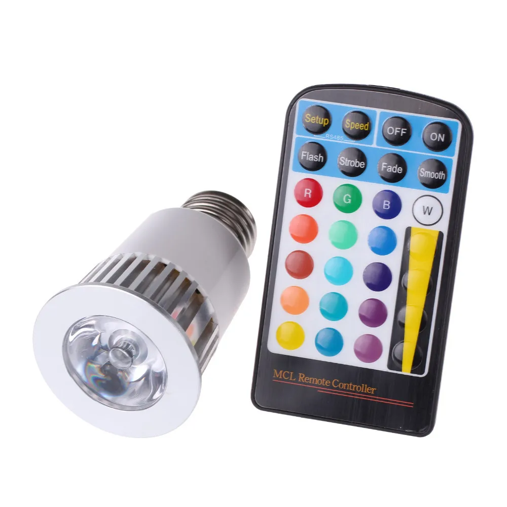 Высокая Мощность RGB светодиодный свет 5 W E27 16 Цвета 4 Режим фонарик затемнения прожектор, лампа с памятью Функция