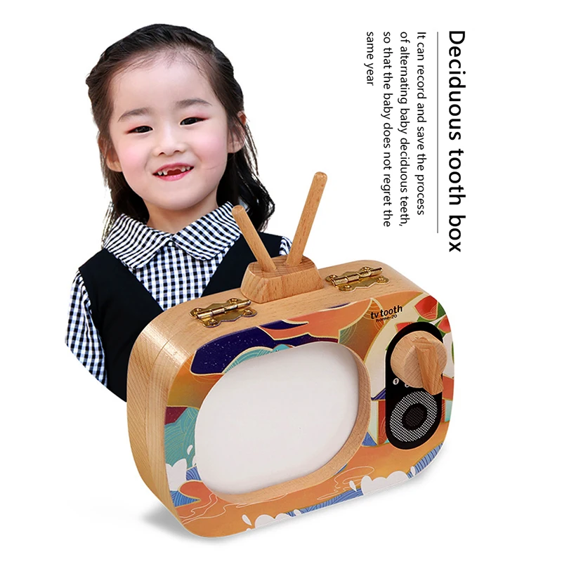 Коробка для хранения зубов в форме ТВ память о зубах детей запись роста младенцев