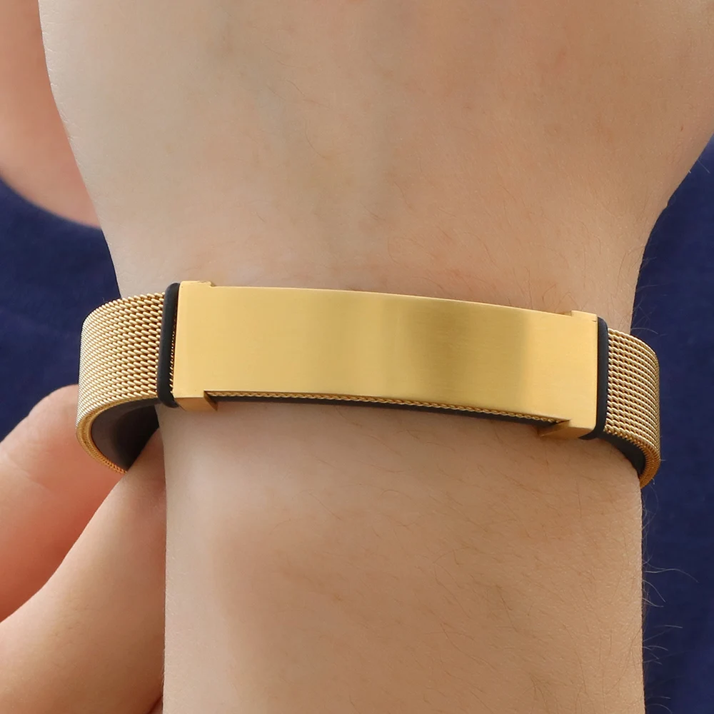 Золотая плетеная цепочка из нержавеющей стали мужские браслеты с идентификацией