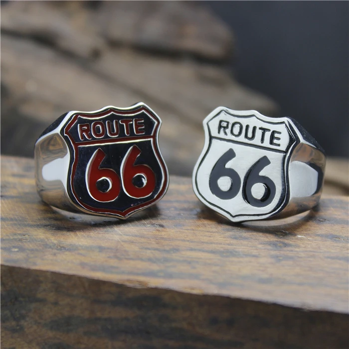 2015 крутое кольцо Biekr из нержавеющей стали 316L холодный черный красный Route 66 в