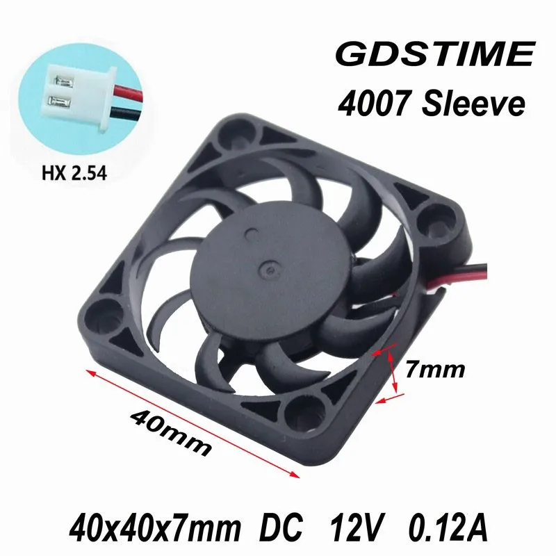 Gdstime 2 штуки в партии 40 мм 4 см 40x7 4007 DC 12V 2Pin вентилятор вентиляционного